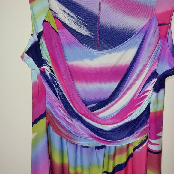 The Pyramid Collection Fantazia Multi Colors Sleeveless Mini Dress Size L Red - Picture 4 of 5